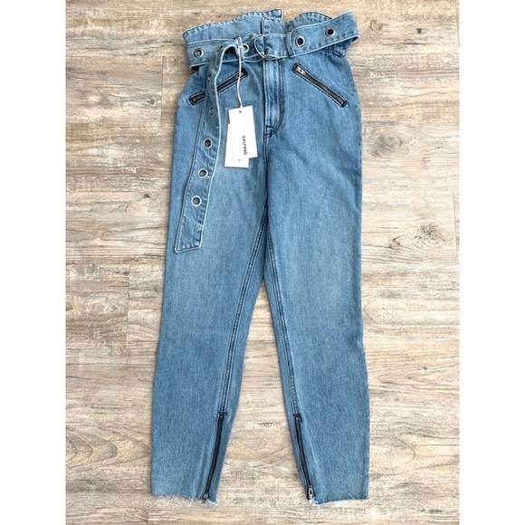 NWT GRLFRND ‘Mia’ Paperbag Belted Skinny Jeans